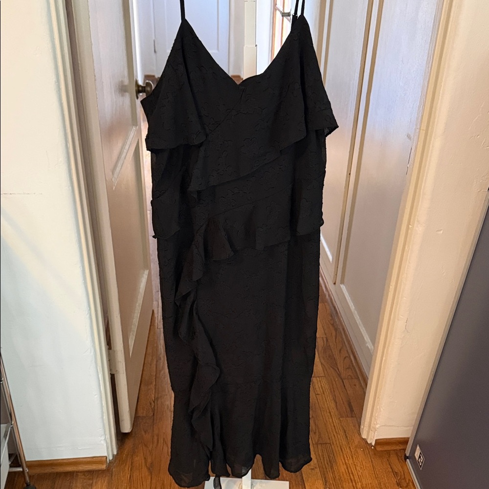 Wild Fable Black Asymmetrical Ruffle Dress XXL